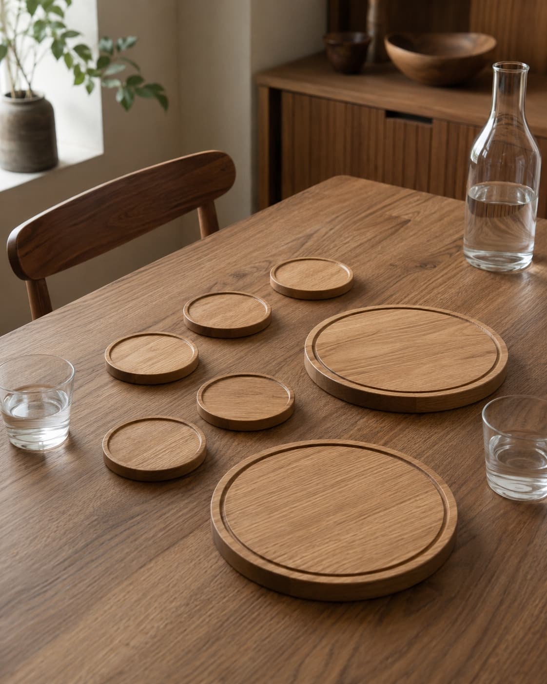 All included pieces in the Coaster & Trivet Set