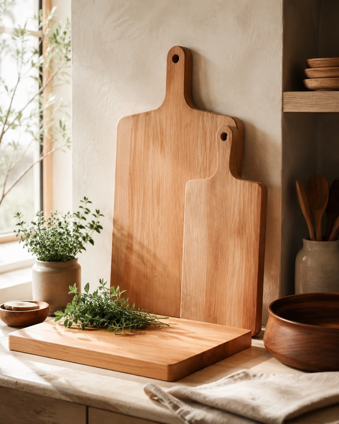 All included pieces in the Solid Wood Chopping Board Duo
